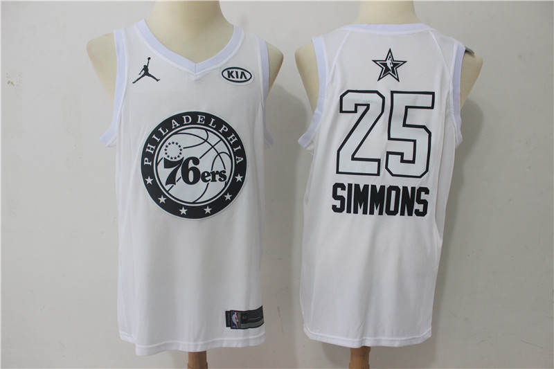Men Philadelphia 76ers #25 Simmons White 2108 All Stars NBA Jerseys->->NBA Jersey